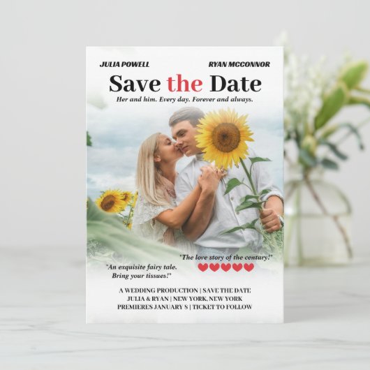 Personalisiert Romcom Poster Foto Save the Date (Stehend Vorderseite)