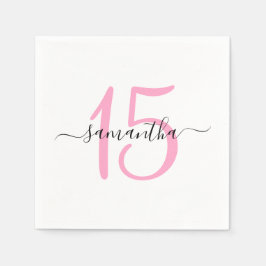 Personalisiert Rosa 15. Geburtstag Serviette