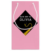 Personalisiert rosa Abschluss Mittlere Geschenktas Kleine Geschenktüte (Rückseite)