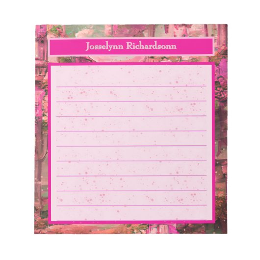 Personalisiert rosa Abstrakte Waldwelt Notizblock (Vorderseite)