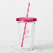 Personalisiert rosa Akryltumbler mit sonnigen Ohre Acryltrinkbecher (Rückseite)