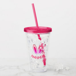 Personalisiert rosa Akryltumbler mit sonnigen Ohre Acryltrinkbecher