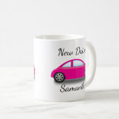 Personalisiert-rosa-Auto-Neuer Führerschein Kaffeetasse (VorderseiteRechts)