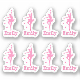personalisiert rosa Ballerina Aufkleber