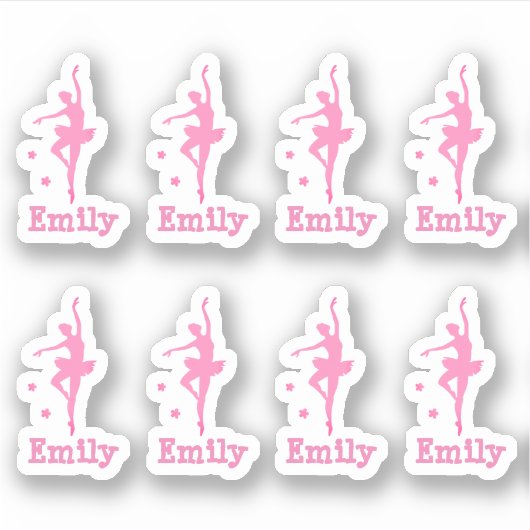 personalisiert rosa Ballerina Aufkleber (Vorderseite)