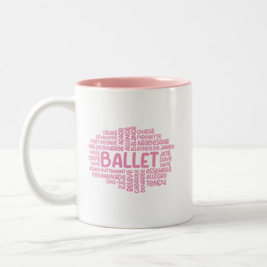 Personalisiert-rosa-Ballet-Typrografie-Tasse Zweifarbige Tasse (Links)