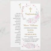 Personalisiert-rosa-Bestätigung der Gebetskarte Menükarte (Vorne/Hinten)