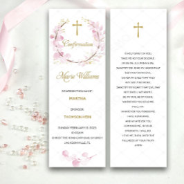 Personalisiert-rosa-Bestätigung der Gebetskarte Menükarte