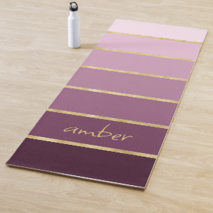 Personalisiert rosa bis weinrot Goldstreifen Yogamatte