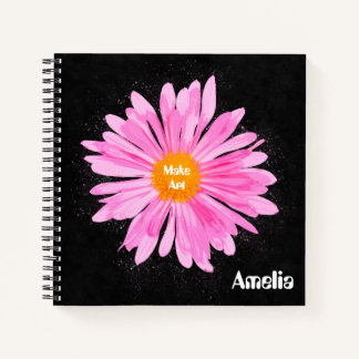 Personalisiert rosa Blume Malerei Notizblock