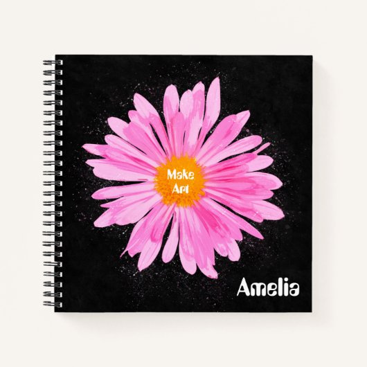 Personalisiert rosa Blume Malerei Notizblock (Vorderseite)