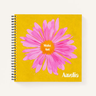 Personalisiert rosa Blume Malerei Notizblock