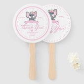 Personalisiert rosa Blumendusche niedlich Elephant Fächer (Vorne und Hinten)