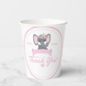 Personalisiert rosa Blumendusche niedlich Elephant Pappbecher (Rückseite)