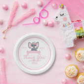 Personalisiert rosa Blumendusche niedlich Elephant Pappteller (Party)
