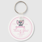 Personalisiert rosa Blumendusche niedlich Elephant Schlüsselanhänger (Vorderseite)