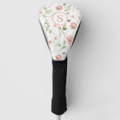 Personalisiert rosa Blumenfarbe Golf Headcover (Vorderseite)