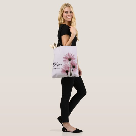 Personalisiert rosa Blumenkäse Totbeutel Tasche (Am Model)