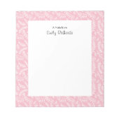 Personalisiert rosa Blumenmuster gemustert Notepad Notizblock (Vorderseite)