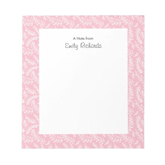 Personalisiert rosa Blumenmuster gemustert Notepad Notizblock (Vorderseite)