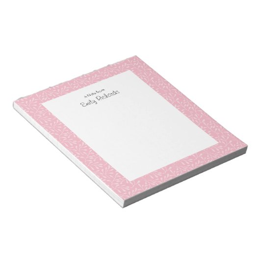 Personalisiert rosa Blumenmuster gemustert Notepad Notizblock (angewinkelt)