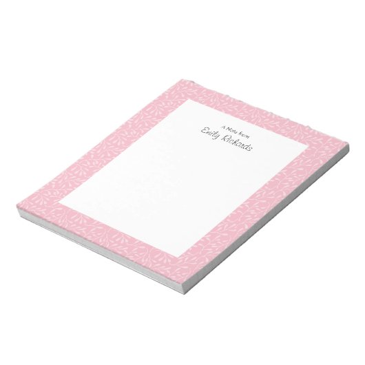 Personalisiert rosa Blumenmuster gemustert Notepad Notizblock (Rotiert)