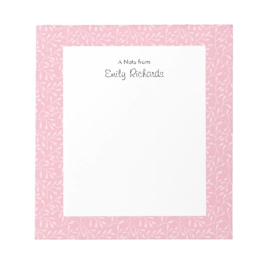 Personalisiert rosa Blumenmuster gemustert Notepad Notizblock (Vorderseite)