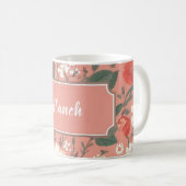 Personalisiert rosa Blumenmuster Kaffeemaschine Ta Kaffeetasse (VorderseiteRechts)