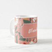 Personalisiert rosa Blumenmuster Kaffeemaschine Ta Kaffeetasse (Vorderseite Links)