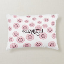 Personalisiert rosa Blumenmuster Rundkissen