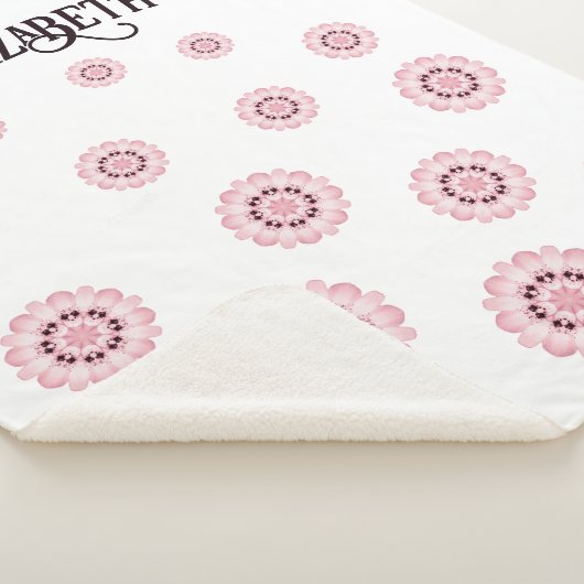 Personalisiert rosa Blumenmuster Sherpadecke (3/4)