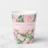 Personalisiert rosa Blumensommer Party Pappbecher (Rückseite)