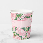 Personalisiert rosa Blumensommer Party Pappbecher (Rechts)