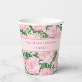 Personalisiert rosa Blumensommer Party Pappbecher (Vorderseite)