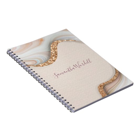 Personalisiert rosa Blush Agate Geode Gold Glitzer Notizblock (Rechte Seite)