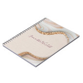 Personalisiert rosa Blush Agate Geode Gold Glitzer Notizblock (Linke Seite)