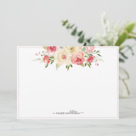 Personalisiert rosa Blüten Wasserfarben Mitteilungskarte