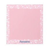 Personalisiert rosa Bokeh-Rahmen Notizblock (Vorderseite)