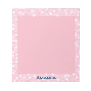Personalisiert rosa Bokeh-Rahmen Notizblock