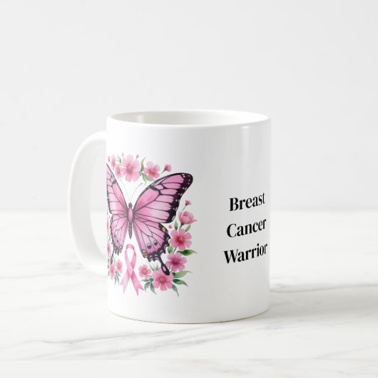 Personalisiert rosa Brustkrebs Kaffeetasse (Vorderseite Links)