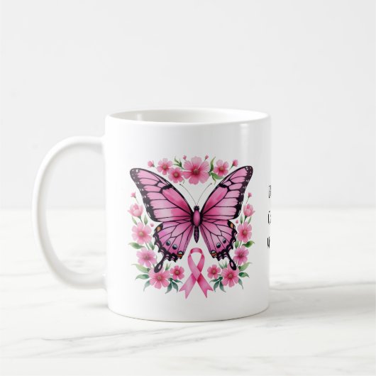 Personalisiert rosa Brustkrebs Kaffeetasse (Links)