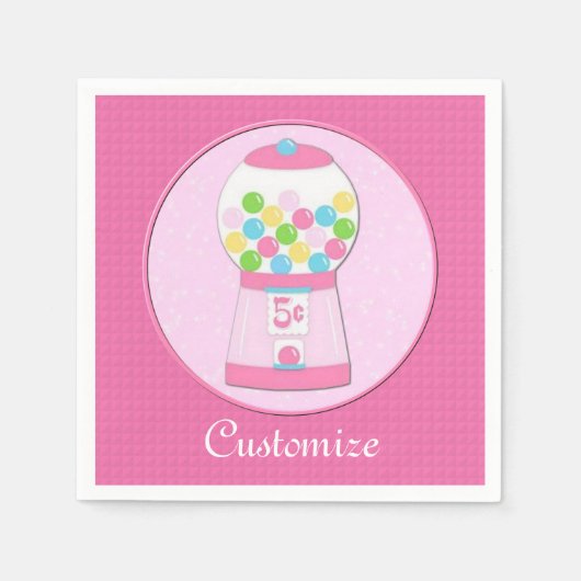 Personalisiert rosa Bubblegum Maschine Napkins Serviette (Vorderseite)