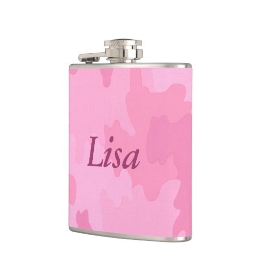 Personalisiert-rosa-Camouflage Flachmann (Links)