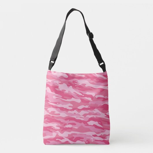 Personalisiert rosa Camouflage Print Crossbody Bag Tragetaschen Mit Langen Trägern (Rückseite)