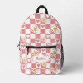 Personalisiert rosa Checker Bedruckter Rucksack (Vorderseite)