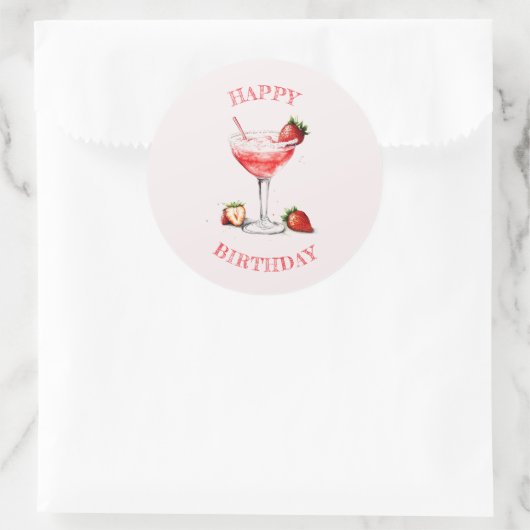 Personalisiert rosa Cocktail Design Sticker (Tasche)
