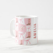 Personalisiert rosa Cowgirl Boot & Bow Schachbrett Kaffeetasse (Vorderseite Links)