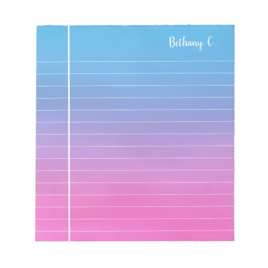 Personalisiert rosa Cyan Gradient Linde Notizblock (Vorderseite)