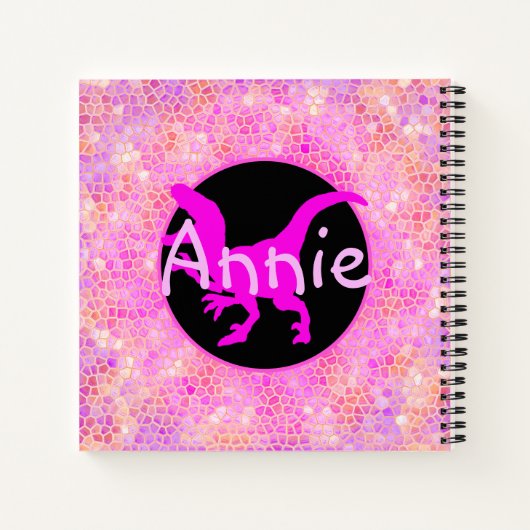 Personalisiert rosa Dinosaurier verborgen Notizblock (Rückseite)