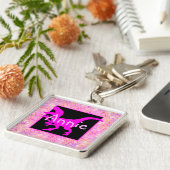 Personalisiert rosa Dinosaurier verborgen Schlüsselanhänger (Seite)